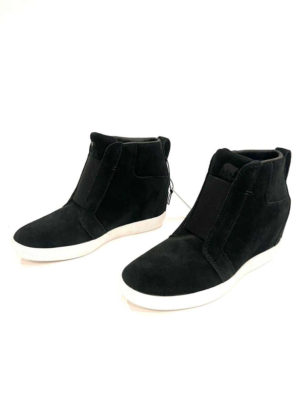 Sorel Out N About Black Waterproof Suede Wedge Sneaker Boots Shoes Womens 7 NEW